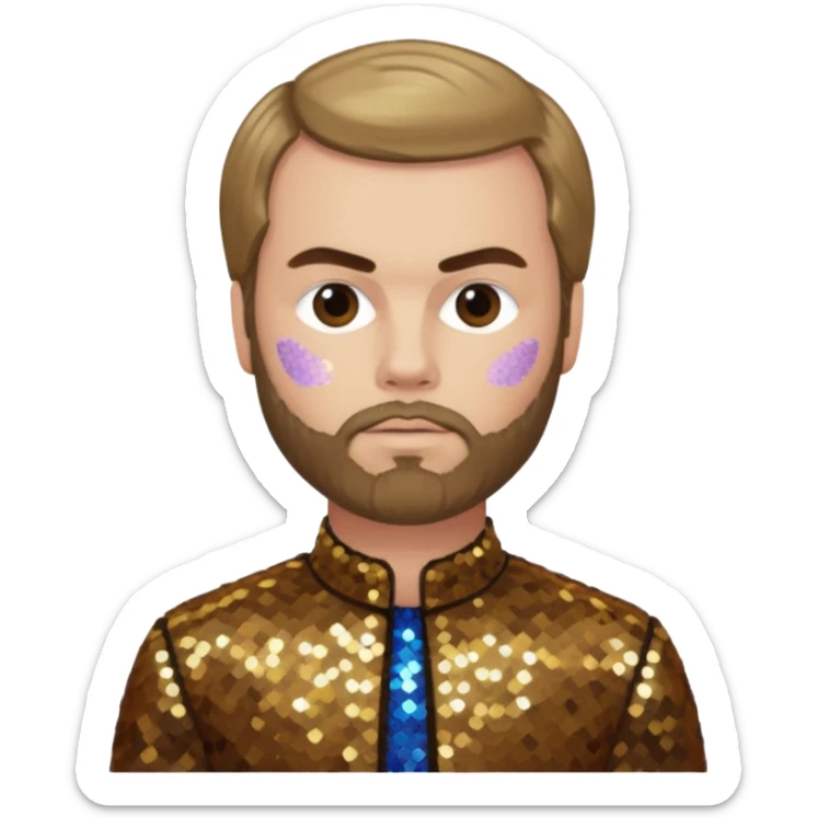 Paul Verlaine with dark blonde hair, bronze sequin outfit  sticker