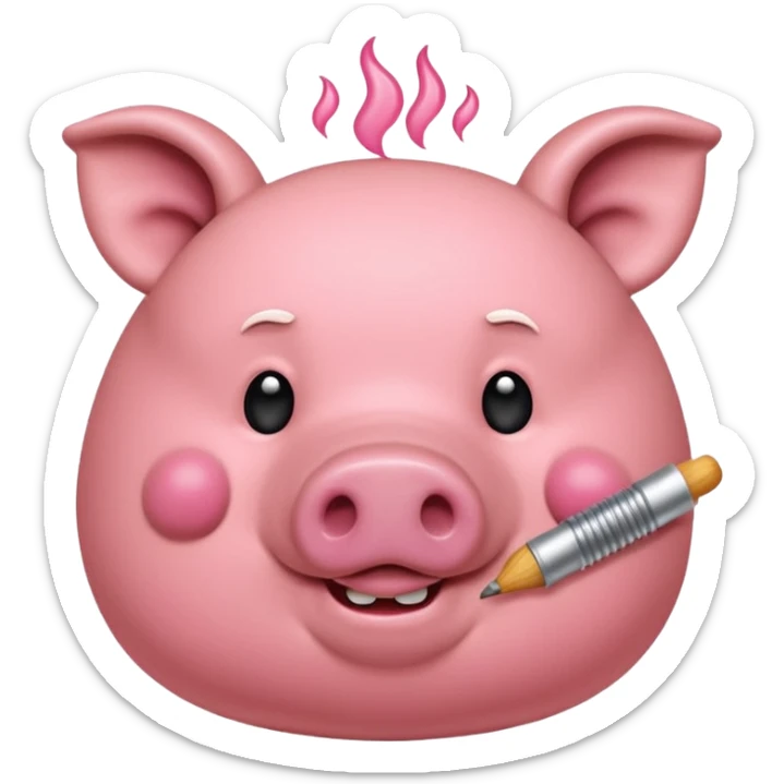 Un cerdito mordiéndose el dedo coqueteando que el cerdo tenga pestañas cortitas y encrespadad sticker