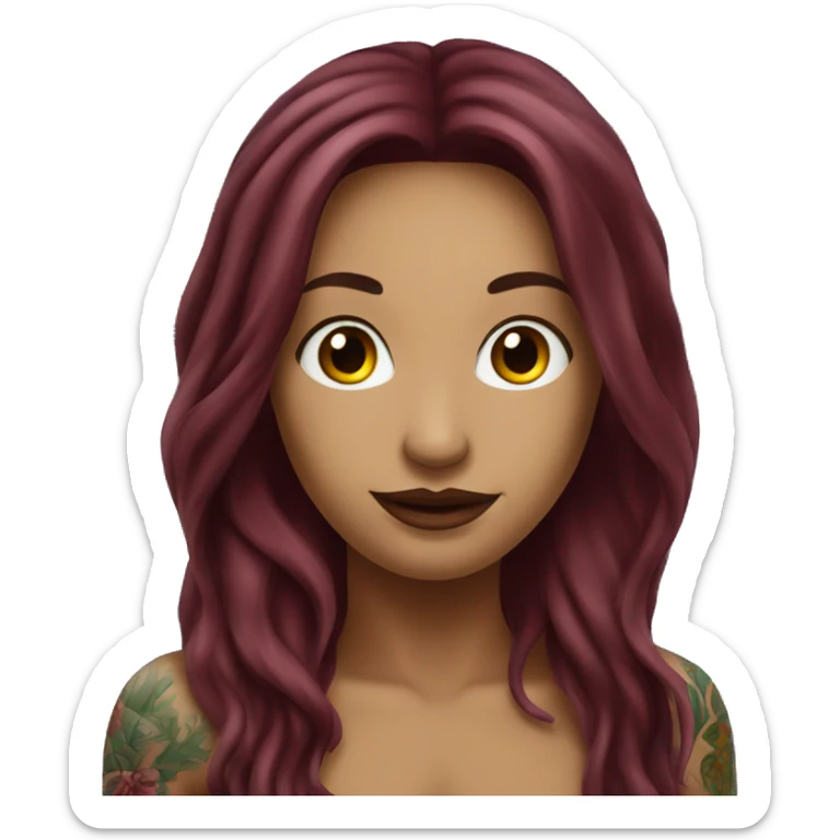 Beautiful tattooed  burgundy long haired woman swimming in a pool sticker