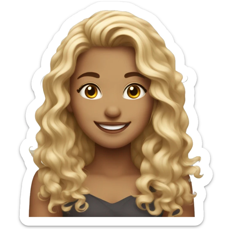 A girl from Dubai with blonde brownish long curly hair holding a cat and smiling and winking  sticker