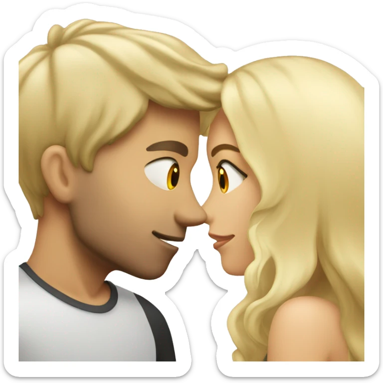 blonde girl and boyfriend with dark hair kissing sticker