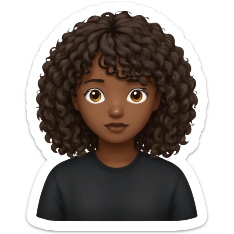 Fais la frange plus tordu la peau plus foncé et les cheveux bruns et bien plus long mais avec les cheveux bouclés  fais la peau un peu plus foncée et la frange vrm pas droite pas égal  et les cheveux tres long sticker