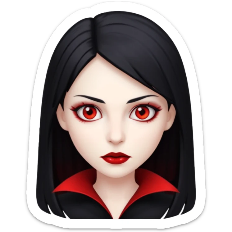 A woman vampire, pale skin, red eyes and black straight hair. sticker