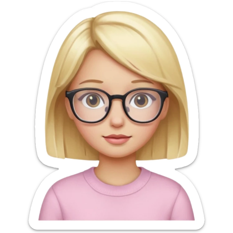 make me an emoji of a blonde girl studying, touch of baby pink sticker