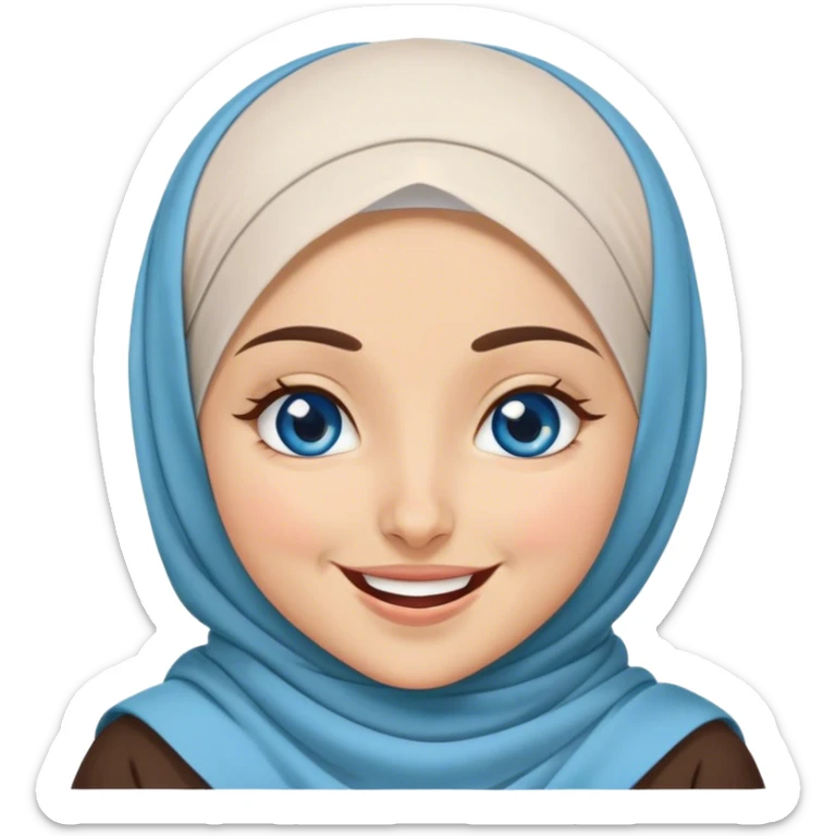 Turkish beautiful finish Konya girl blue eyes with hijab and islamic dress she Winking and laugh  sticker