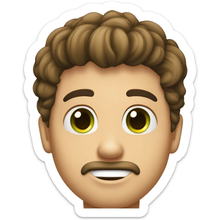 Homme cheuveu boucle aux yeux vert qui fait un bisous avec un coeur sticker