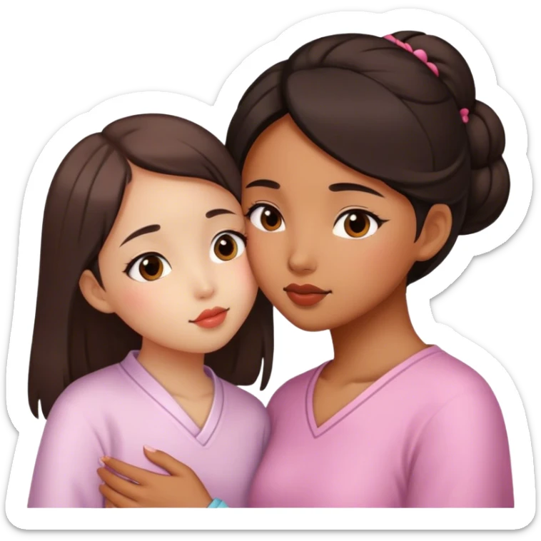Chinese girl and brown girl kissing on the lips sticker