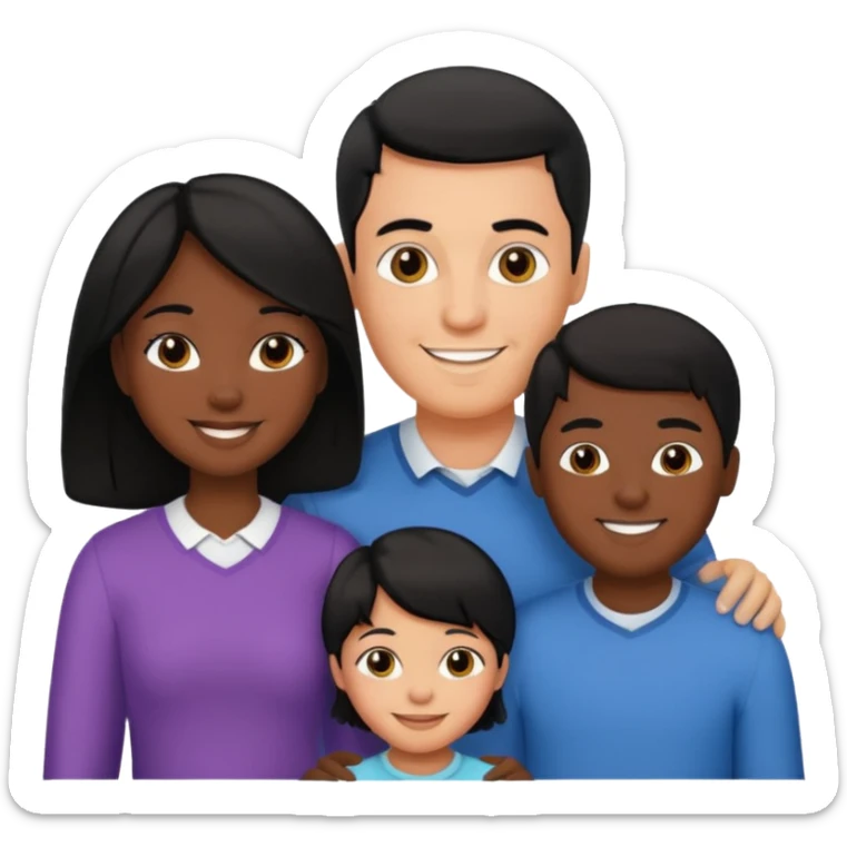 Couple of married man and woman with one kid teenager on the middle with black hair sticker