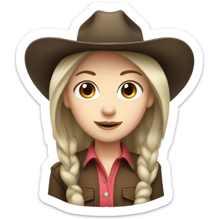pale skin girl with dark brown hair in a cowgirl hat sticker