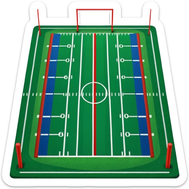 
American football goal field in blue (#00A3E0) and red (#F9423A)  sticker