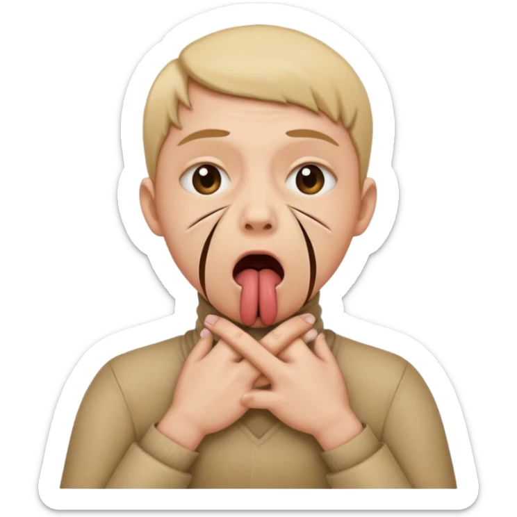 criss cross hands around throat choking self emoji tongue out sticker