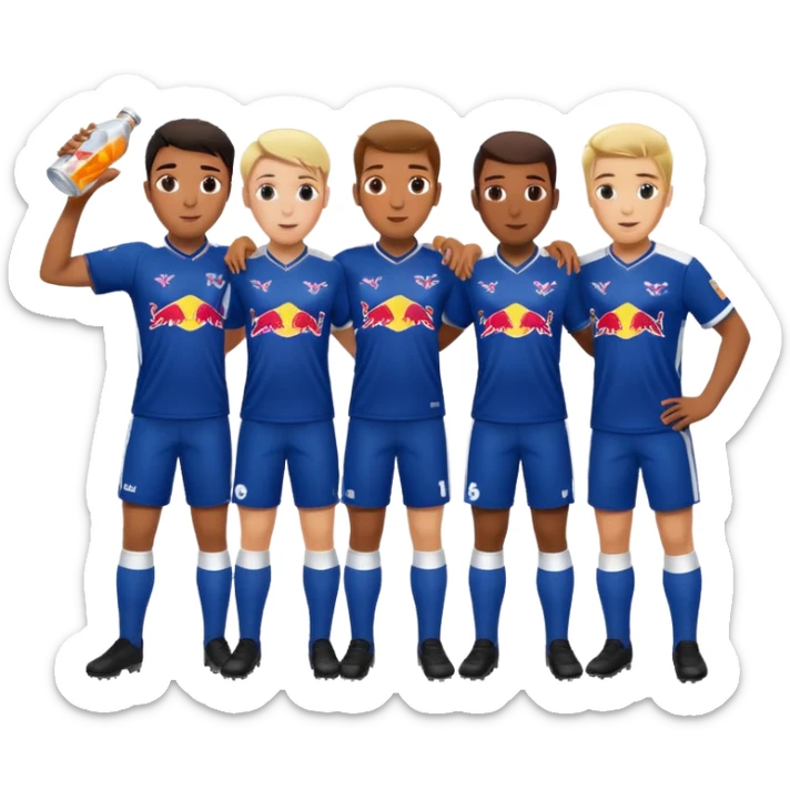 Red bull energy drink imogi for soccer players drinking red bull energy drink while playing soccer sticker