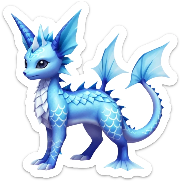 Lumineon-Vaporeon-Glaceon-Dragonair-Fakémon-hybrid-creature (full body)  sticker
