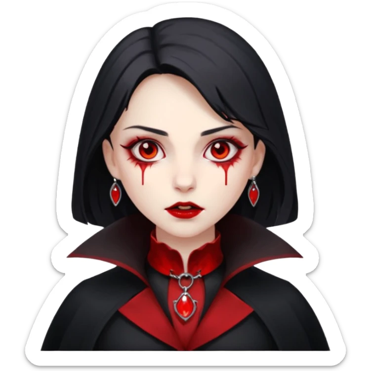 Women Vampire with black coat dress and eyes should be red with blood sticker