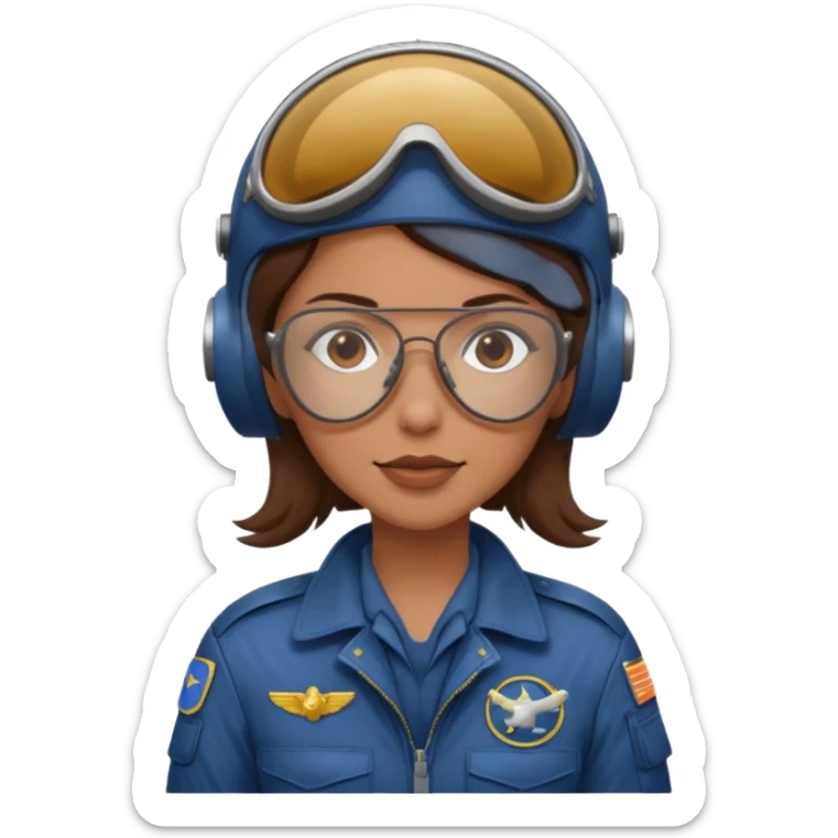 A female pilot with medium skin and tied-back brown hair sticker