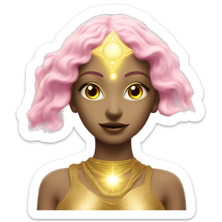 Pleiadian radiant golden diva woman female third eye pink sticker