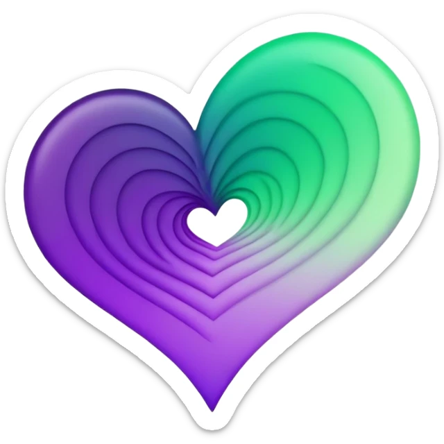 Gif of Spinning Green and Purple Ombre Heart  sticker