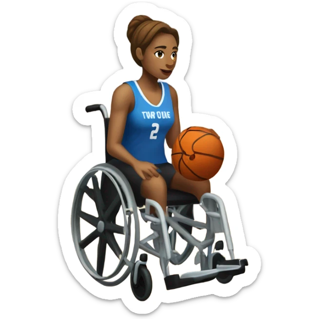 A white woman in a wheelchair playing basketball sticker
