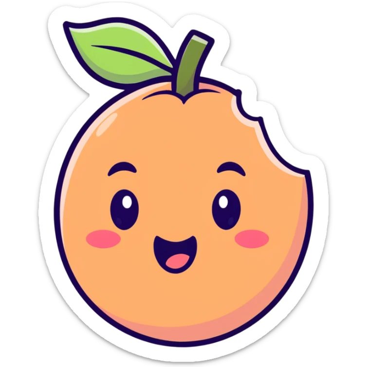 a hybrid of the peach and eggplant emoji, cartoonish sticker style sticker