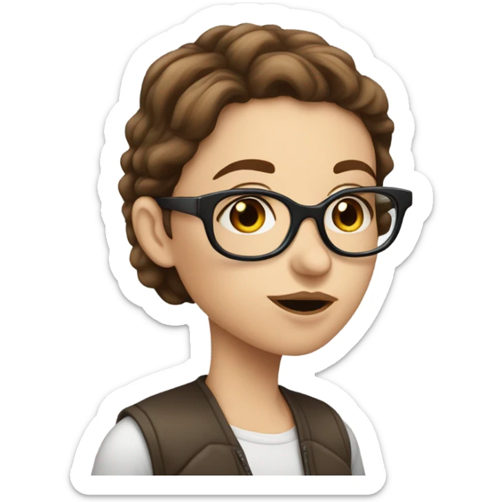 White girl with Brown hair and glasses blowing a kiss  sticker