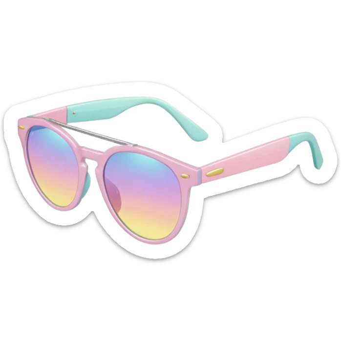 A colorful pair of Pastel sunglasses (aesthetic, loose object, apparel), seen from the side, 3/4 angle sticker