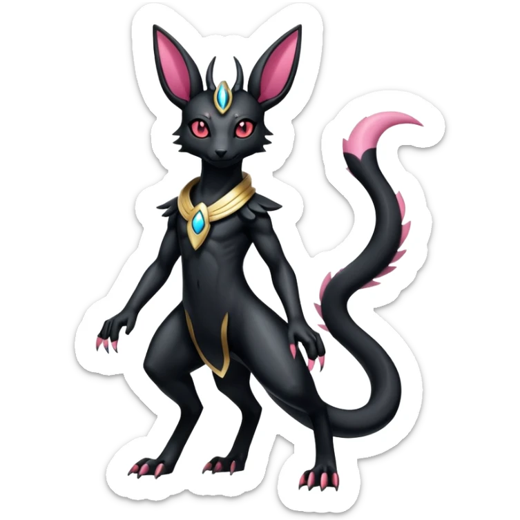 Shiny Dark Edgy Gothic Gloomy Futuristic Salandit-Umbreon-Sylveon-Anubis-Hybrid (Full body) sticker