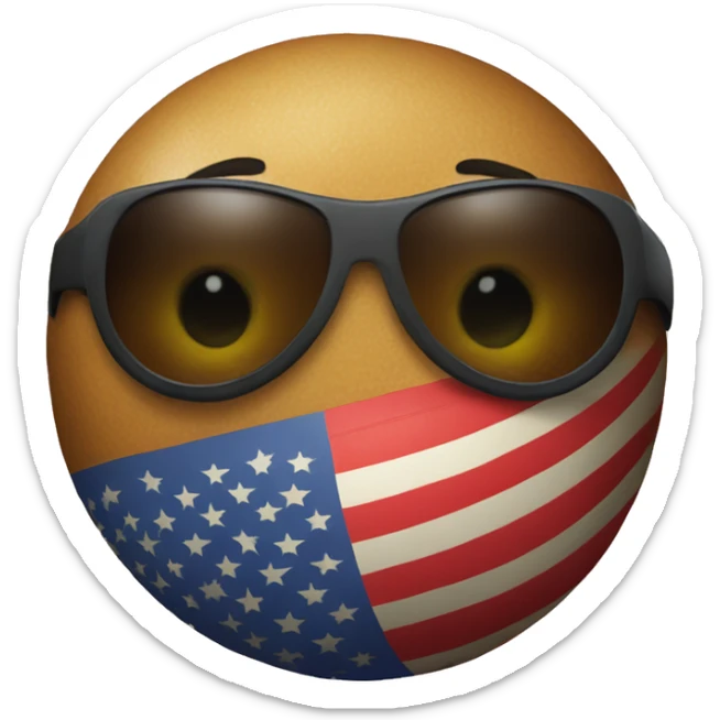 a ball with the American flag on it wearing sunglasses with no limbsand no mouth sticker