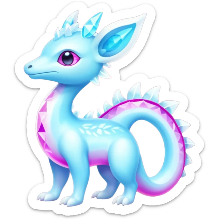 Shiny Exotic Colorful Amaura-Aurorus-Fakémon-hybrid-creature (full body)  sticker