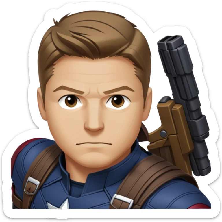 hawkeye clint barton portrait marvel, brown hair from captain america: civil war sticker