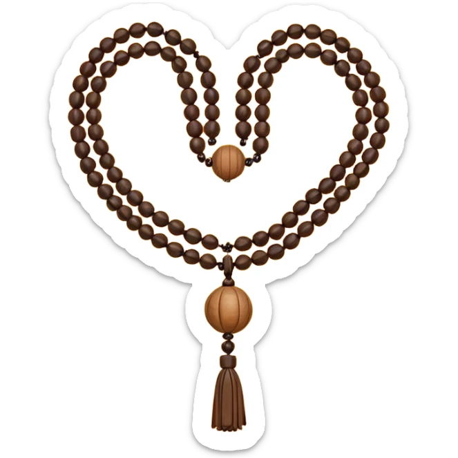 monk necklace object icon, wooden prayer beads with simple pendant, spiritual minimal design, natural wood texture, subtle sacred aura, 3D cartoon style, mobile game icon style, centered, clean background, no text, no watermark
 sticker
