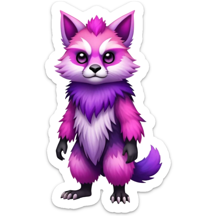 Cool Edgy Black-pink-purple-gradient badass Fionbri-animal-creature full bodyd sticker