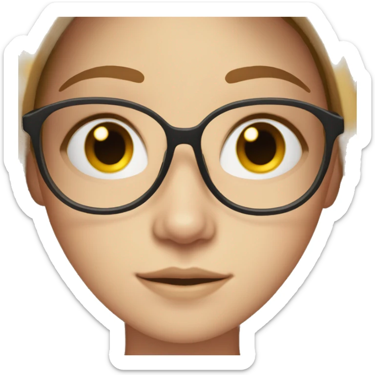 pale girl with freckles and middle parted long brown hair with glasses sticker