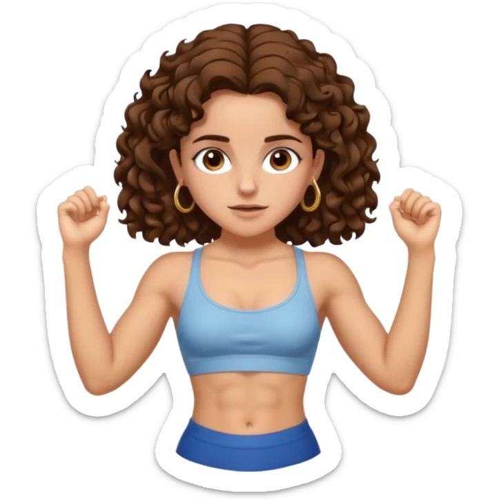 full body, very beautiful italian girl, dark brown eyes, looking like Emma Watson, with curly and big volume very bright brown hair, and a golden piercing ring in nose on left side, doing pull up, muscled

 sticker