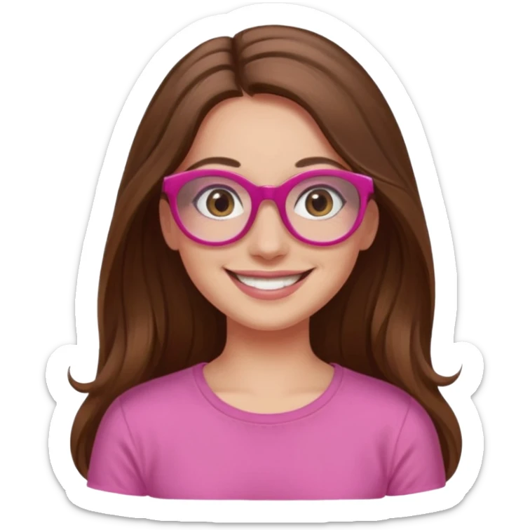 Painting women. smilling   Long hair,  lunette peinture top pink sticker