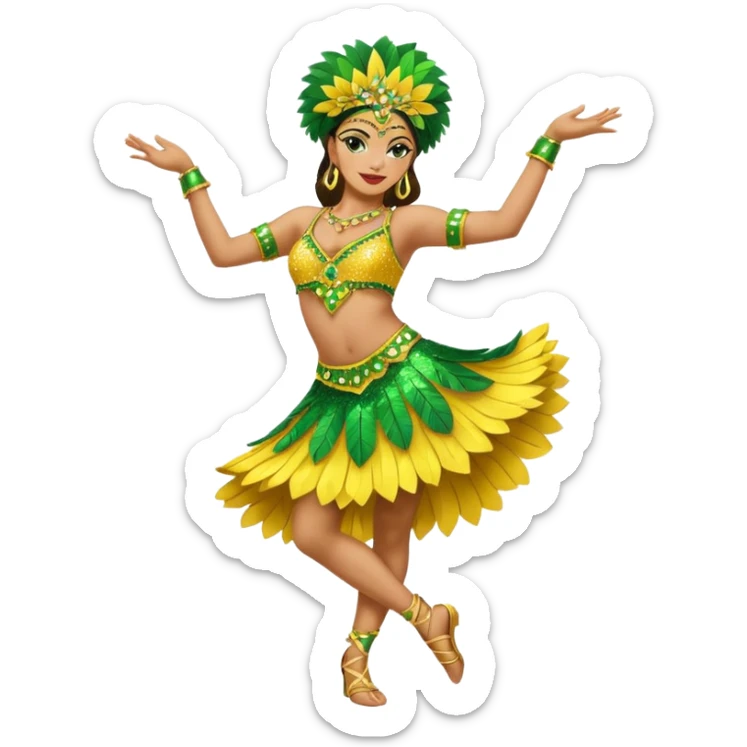 bailarina de samba de brasil cuerpo entero bailando quiero que lleve colores amarillos y verdes  sticker