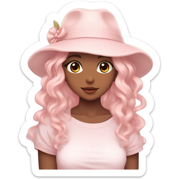 Gorgeous pastel anime girl with blushing face and hair garnitures and pretty hair and a hat aesthetic trending style sticker