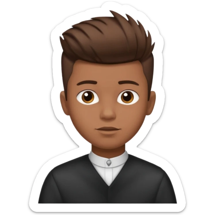 create a fringe haircut boy with a brown hair with hair little up more looking like quiff hairstyle but its going straight not on side sticker