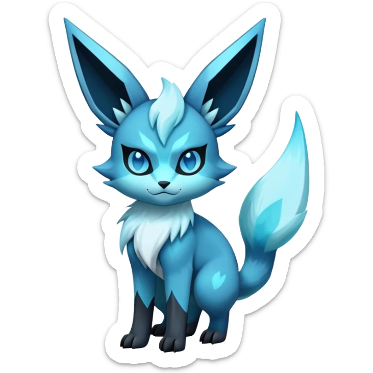 Shiny Edgy Badass Dark Gothic Glaceon-Amaura-Aurorus-Fakémon-hybrid-creature (full body)  sticker