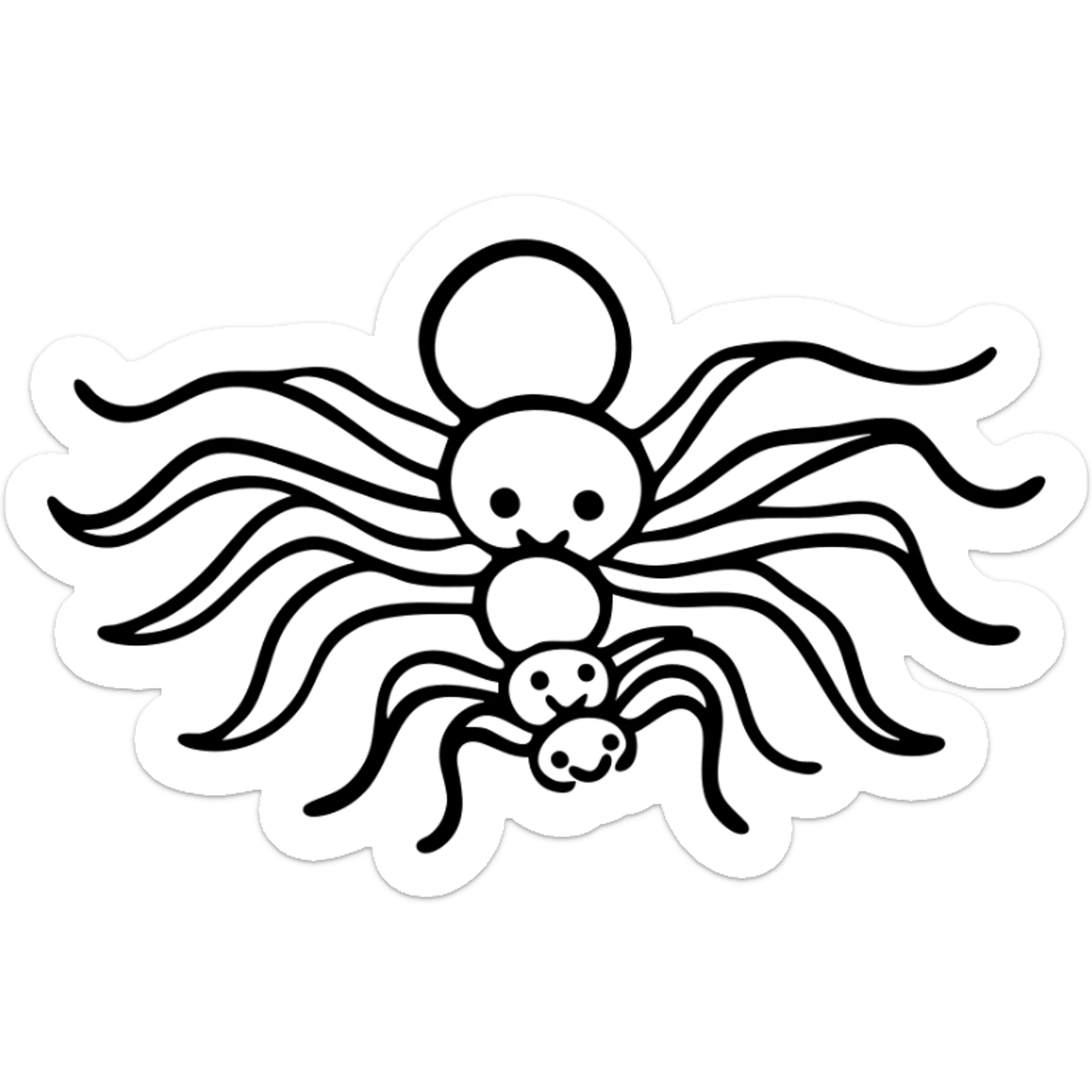 Cute spider family with parent spiders and baby spiders gathered together sticker