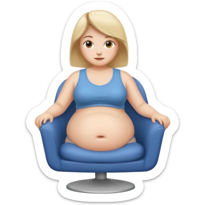 woman with unnaturally round belly (belly the size of a chair) sticker