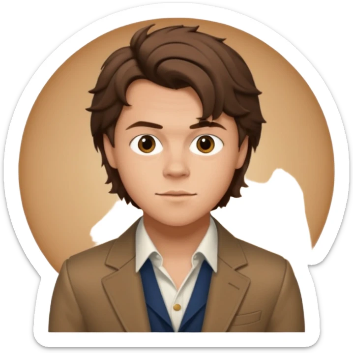 une joli personne qui ressemble a harry styles, avec beaucoup de details,  dans un rond  sticker