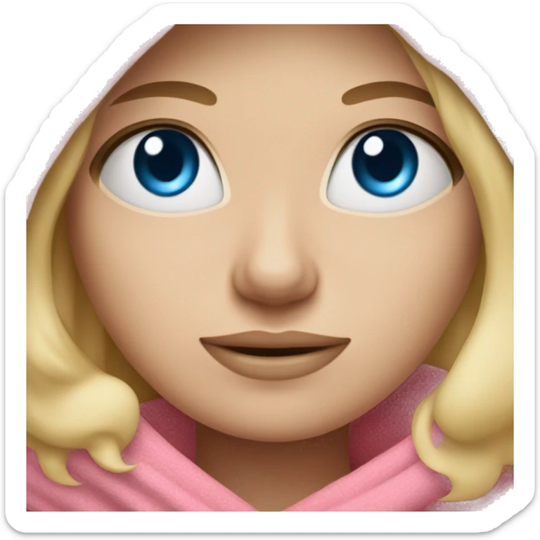 blonde straight hair girl blue eyes wrapped in pink blanket sticker
