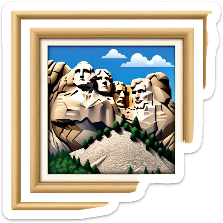 Mount Rushmore Landmark Emoji – Displaying the carved faces of four U.S. presidents in the granite mountainside. sticker