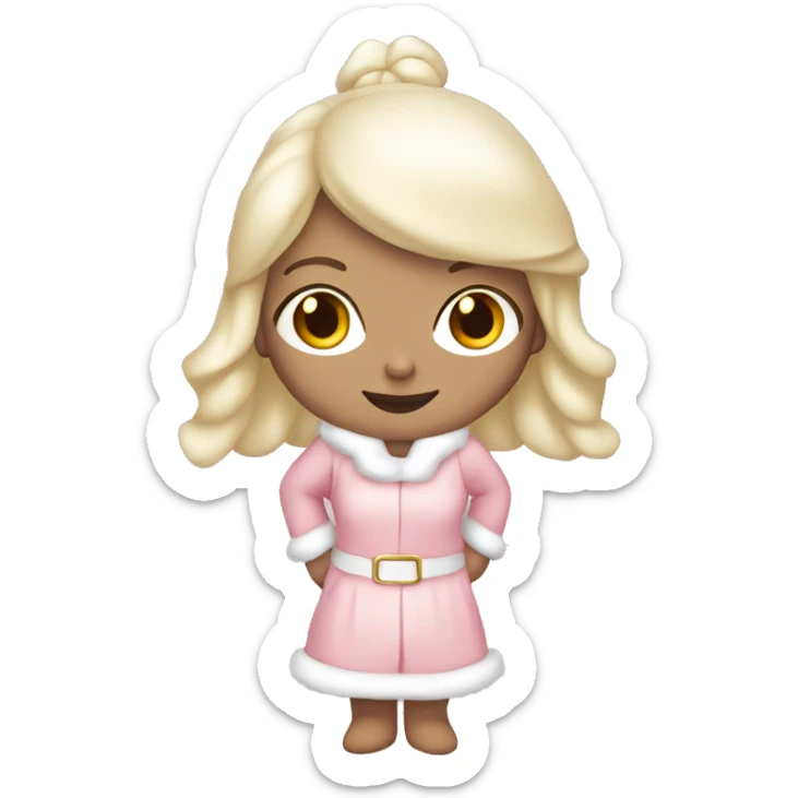 Full body white Pretty girl in a light pink Santa outfit  sticker