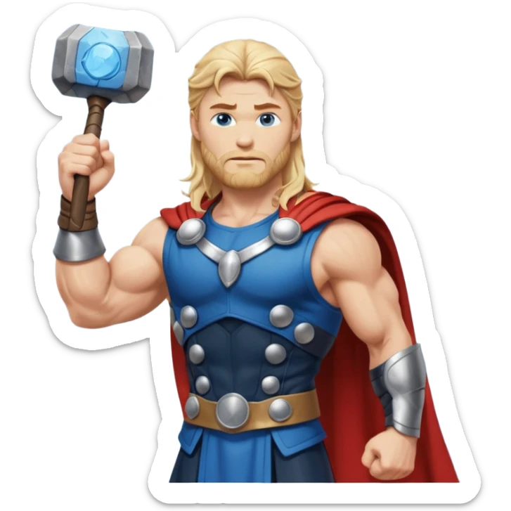 The hero Thor proudly holds the balance of justice in his raised hand. sticker