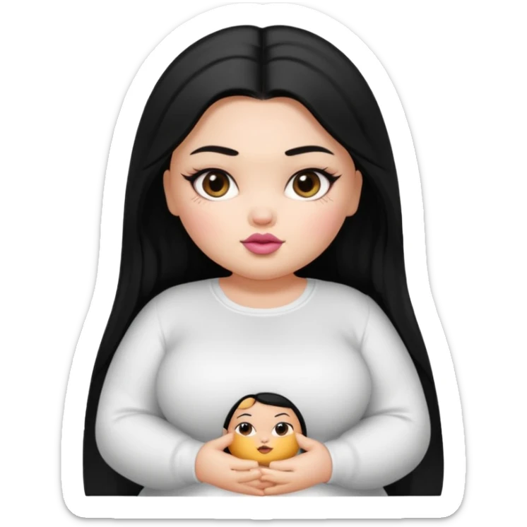 fat pretty bratz girl with black straight hair and white full sleeve sticker