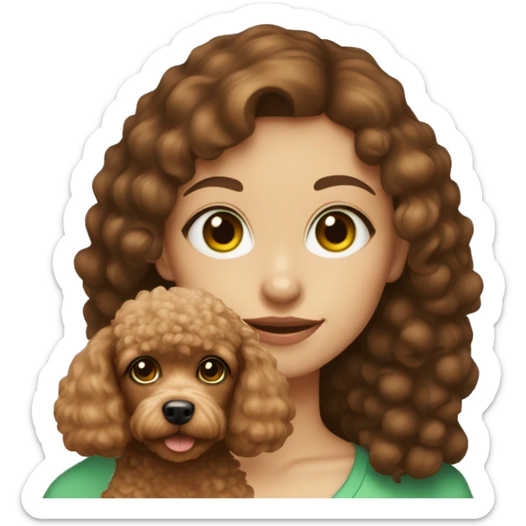 girl with her dog (dog: toy poodle) (girl with green eyes and brown hair) sticker