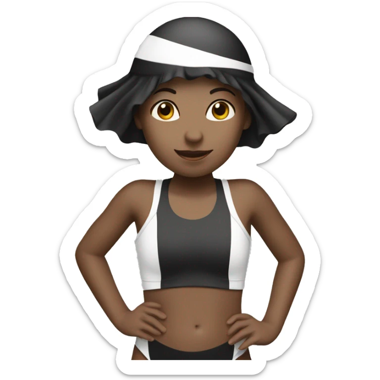 a girl swimming with white swim cap and black swimmers  sticker