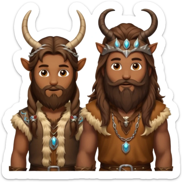 Pan, God of the Wild from Gods and Goddesses with long brown hair and beard, brown fur outfit and horn sticker
