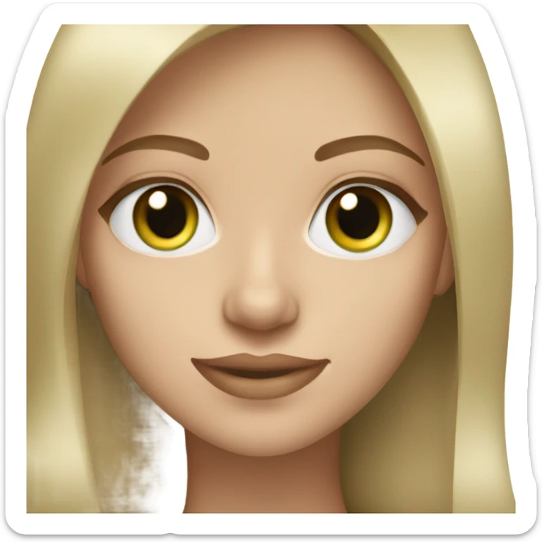 woman with green eyes and straight dark blond hair and beautiful lashes sticker